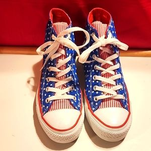 Americana Converse Chuck Taylor High Top Sneakers, Stars and Stripes, sz…